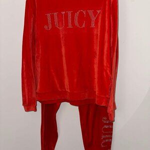 Juicy Couture Red Velour Loungewear set, size Small